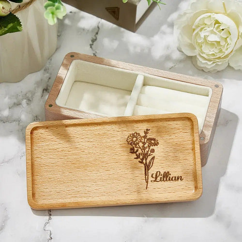 Flower Jewellery Box Custom Name
